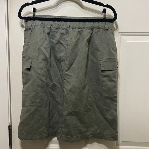 Liz Claiborne Womens 6 Khaki Utility Skirt Linen Cotton Blend Preppy - Picture 4 of 6
